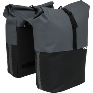 New Looxs Nyborg Double - Dubbele Fietstas - Geschikt voor Electrische Fietsen - Waterdicht Polyester - 34 Liter - Zwart & Donker Grijs