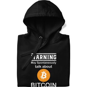 Bitcoin Hoodie - Talk About Bitcoin - Premium - Unisex - Kleur Zwart- Maat S | Bitcoin cadeau| Bitcoin Trui| Bitcoin Hoodie| Bitcoin Merch| Bitcoin Kleding| Crypto Kleding