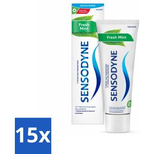 15 x Sensodyne - Tandpasta - Fresh Mint - Frisse Adem - 75 ml - Gevoelige Tanden - Tandpasta - Fluoride - Frisse Adem - Tandglazuur