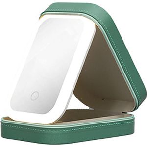 Make-uptas met spiegel en ledlicht - 3 kleuren - reiskoffer toilettas organizer met make-upspiegel - dames groen klassiek Make up tasje met spiegel