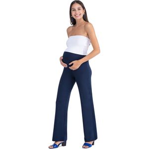 Mamsy - Cinzia - Geklede zwangerschapsbroek - Brede pijp - Blauw - XS