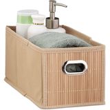 Relaxdays opbergmand bamboe - badkamer mand - stoffen opbergbox - opbergdoos stof - mandje - Naturel