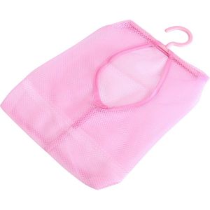Hanging Storage Mesh Bags with Hook Bathroom Storage Mesh Bag Hook Shower Toiletry Bag Makeup Cosmetic Storage Bag Bath Shampoo Shower Organizer (Pink)