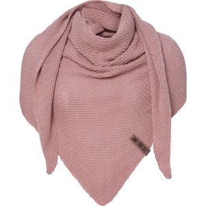 Knit Factory Gina Gebreide Omslagdoek - Driehoek Sjaal Dames - Dames sjaal - Sjaal voor de lente, zomer en herfst - Stola - Oud Roze - 190x85 cm