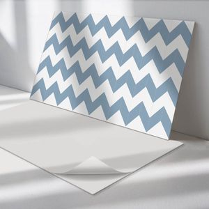 Wallfluent Vinyl Wandpaneel - Patroon met zigzag Wandpaneel PVC - 120 cm x 60 cm - Blauw Vinyl Wandpaneel - Set van 1 - Rechthoekig Wandbekleding Vinyl - Patroon Wandpaneel - Zelfklevend Wandpaneel - Wandpaneel Keuken en Badkamer