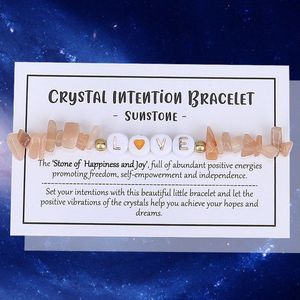 Bixorp Gems Zonnesteen ""Love"" Intentie Armbandje - Armband met Edelstenen Kralen op Cadeau kaartje