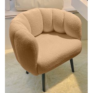 Teddy Fauteuil Ronde Schelp Bruin/Beige