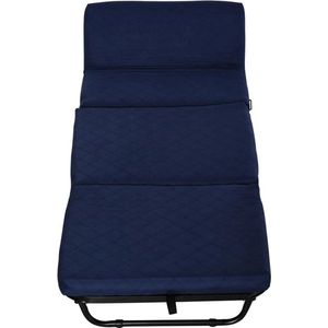Gran Vida® - Opklapbed - Compact Ontwerp - Verstelbare Hoofdsteun - Inclusief Gewatteerd Matras - Draagbaar - Blauw/Zwart - 184x65x26 cm