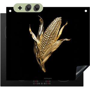 KitchenYeah® Inductie beschermer 60x52 cm - Mais - Eten - Goud - Zwart - Kookplaataccessoires - Afdekplaat voor kookplaat & Spatscherm achterwand - Inductiebeschermer - Inductiemat - Inductieplaat mat - Keuken decoratie