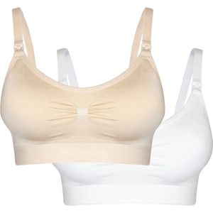 MAGIC Bodyfashion Mama Comfort Nursing Bra (2-pack) Dames Latte & Wit - Maat S