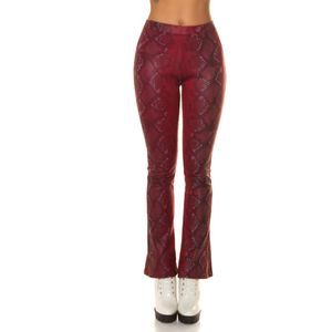 High waisted flared broek van imitatieleer met slangenprint