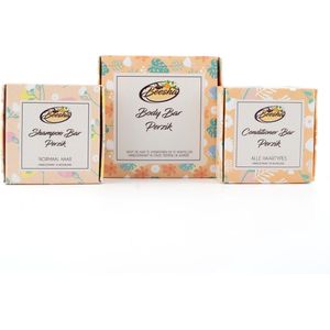 Beesha Bundel Perzik | Bevat een Shampoo, Conditioner, en Body Bar | 100% Plasticvrije en Natuurlijke Verzorging