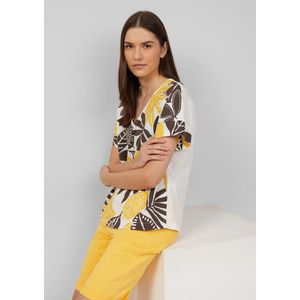 s.Oliver - T-Shirt - V-hals - Zacht - Jersey Stofmix met Linnen