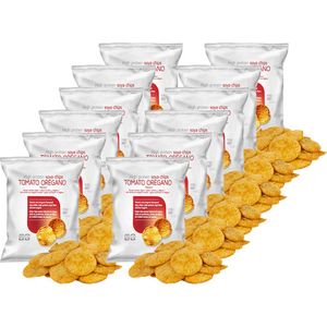 Protiplan | Chips Tomaat Oregano | 12 stuks | 12 x 30 gram | Low carb snack | Eiwitrepen | Koolhydraatarme sportvoeding | Afslanken met Proteïne repen | Snel afvallen zonder hongergevoel!