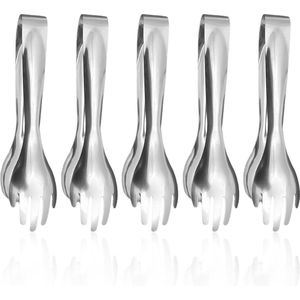 Tang van roestvrij staal voor buffet en barbecue - 5 stuks - lepeltang en vork in één .