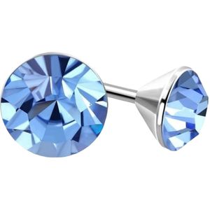 Aramat jewels ® - Ronde zweerknopjes licht blauw kristal staal 3mm