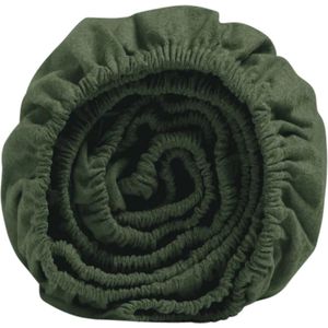 Yumeko hoeslaken velvet flanel moss groen 90x200x30 - Biologisch & ecologisch
