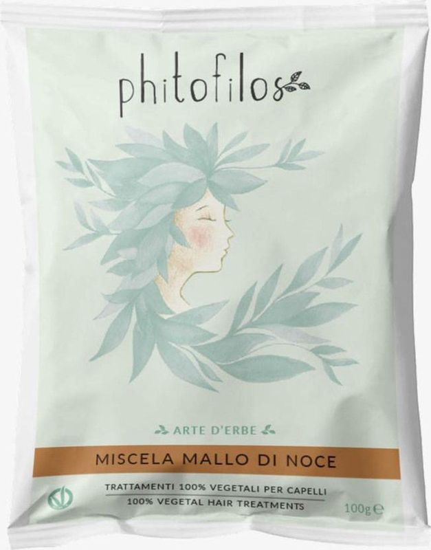 Phitofilos biologische henna poeder verf in WALNOOT Miscela Mallo di Noce 100gr