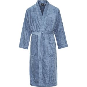 Kimono badstof katoen – lang model – badjas dames – badjas heren – 100% badstof katoen - Oekotex100 - sauna – denim blauw - S/M