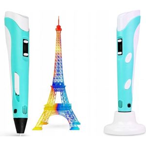 DreamCraft 3D Pen – XXL 110m PLA Filament Set + Sjablonenboek – 3D Tekenpen voor Kinderen – Blauw