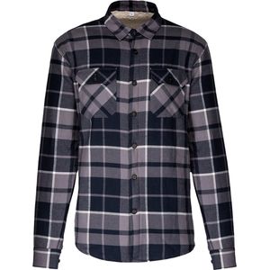 Kariban Geruit overhemd met sherpavoering K579 - Storm Grey / Navy checked - L