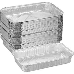 Relaxdays aluminium bakjes bbq - set van 50 - 31x21 cm - alu bakjes rechthoekig - lekbakje