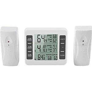 Draadloze Digitale Vriezer Thermometer met 2 Sensorkappen en Alarm - Temperatuurregistratie Binnen en Buiten