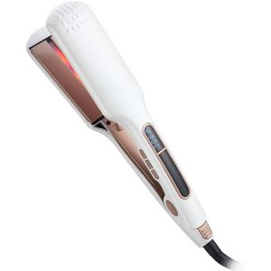 Stijltang, stijltang, multifunctionele krultang, stijltang met clip, professionele keramische stijltang, vermindert pluis, glanzend en glad, hittestylingtool wit