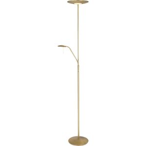 LED vloerlamp met uplighter en leeslamp Zodiac | 2 lichts | geel / goud | kunststof / metaal | 185 cm hoog | Ø 28 cm voet | staande lamp / vloerlamp | modern design