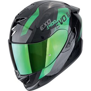 Scorpion - EXO-1400 EVO II - Integraalhelm - Zwart - Groen - Koolstofvezel
