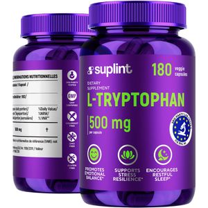 L-Tryptophan - 500 mg - 180 capsules - Slaap en Stress - Natuurlijke slaapondersteuning - Rust en Balans - L-Tryptofaan - L-tryptofaan 500 mg