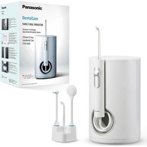 Monddouche voor het gezin met ultrasone waterstraal en kindermodus - 10 drukinstellingen, IPX7, orthodontisch gebruik, 5 sproeiers
