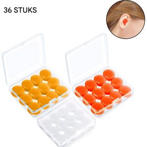 Oordoppen - Herbruikbare Siliconen-Geluiddempende & Waterdichte Oordopjes - Zwemmen Vliegen Slapen - Voor Volwassenen & Kinderen - Wit/Oranje/Rood - 3 paar