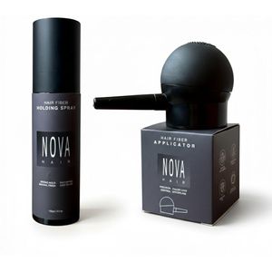 Nova Hair - Hair Fiber Toolkit Set - Fiber Holding Spray + Applicator Set - Complete Styling Set voor Keratine Haarvezels - Natuurlijke Hold & Precieze Applicatie