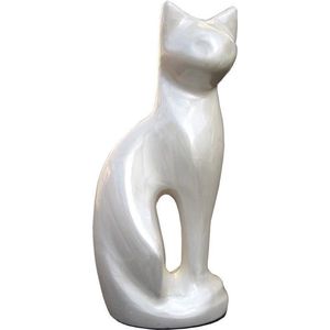 kattenurn zittende kat urn wit