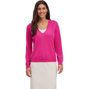 FALKE Basic New Merino V-Neck elegante klassieker wol trui dames pink - maat XS
