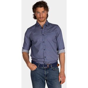 NZA - Blauw - Katoenen Stretch Overhemd - Regular Fit