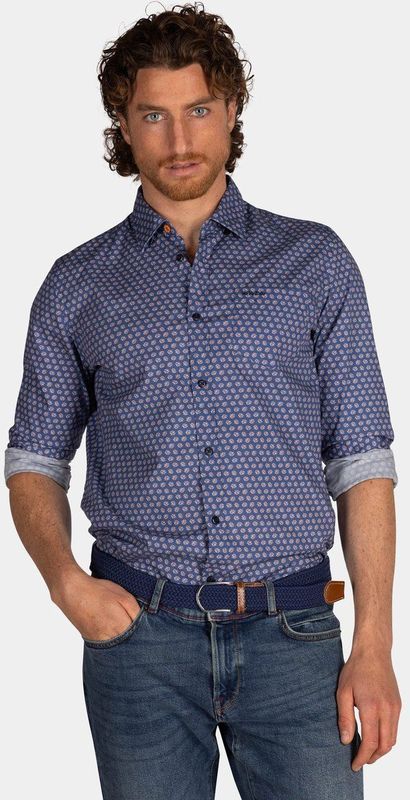 NZA - Blauw - Katoenen Stretch Overhemd - Regular Fit