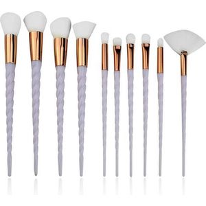 LOUZIR 10-delige eenhoorn Make-upkwasten Set  - PAARS- Cosmetica Accessoires-voor oogschaduw- blush-  Brush