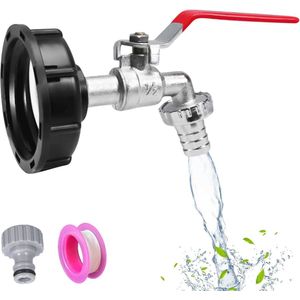 1000L Kraanadapter voor Tuinslang - S60X6 IBC Aansluiting, 1/2 Inch Kunststof Adapter voor Regenwateropvang
