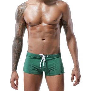 Stijlvolle Heren Zwemshorts - Verstelbare Lage Taille - Sneldrogend Materiaal - Perfect voor Zwemmen & Watersportactiviteiten - Comfortabel en Duurzaam - Groen - Maat M