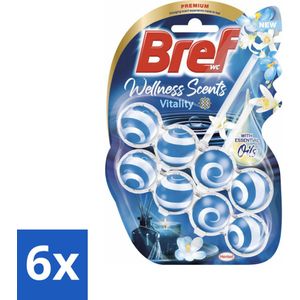6 x Bref Wellness Scents Vitality - Toiletblok - Opwekkende Geur - 2 Toiletblokjes - Toiletblok - Toilet Schoonmaak - Frisse Geur - Essentiële Oliën - Kalkbestrijding