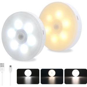 Draadloze ledlamp met Bewegingssensor -Warm Wit (3000K) /Koud Wit (6000K) Draadloze wandlamp – Draadloze ledspot – Usb oplaadbaar – met Magneet
