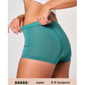 Moodies menstruatie ondergoed - Bamboe Boyshort - super kruisje - maat S - groen