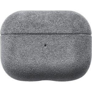 Hoesje Geschikt voor Airpods Pro Case (2nd Generation) - 100% Optimale Bescherming - 360° Shock Proof Airpod Hoesje - Premium Alcantara Case - Nardo Gray