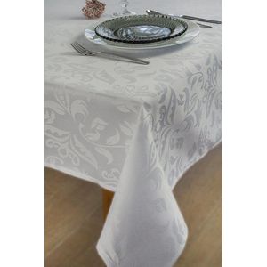 KOOK Damast Polyester Tafelkleed - 140x240 - Wit
