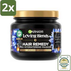 Garnier - Loving Blends Magnetic Charcoal - Haarmasker - Droge Lengtes - 340 ml - Voordeelverpakking - 2 stuks - Haarmasker - Hydraterend masker