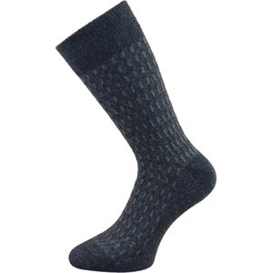 Lamswollen sokken - Geblokt - Antraciet - Maat 41-44