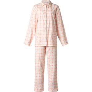 Lunatex dames pyjama flanel | MAAT S | Ruit | perzik