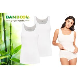 Bamboo Elements - Bamboe Hemden Dames - 2-pack - Wit - Onderhemd Dames - Hemdjes Dames - Singlet Dames - t Shirt Dames